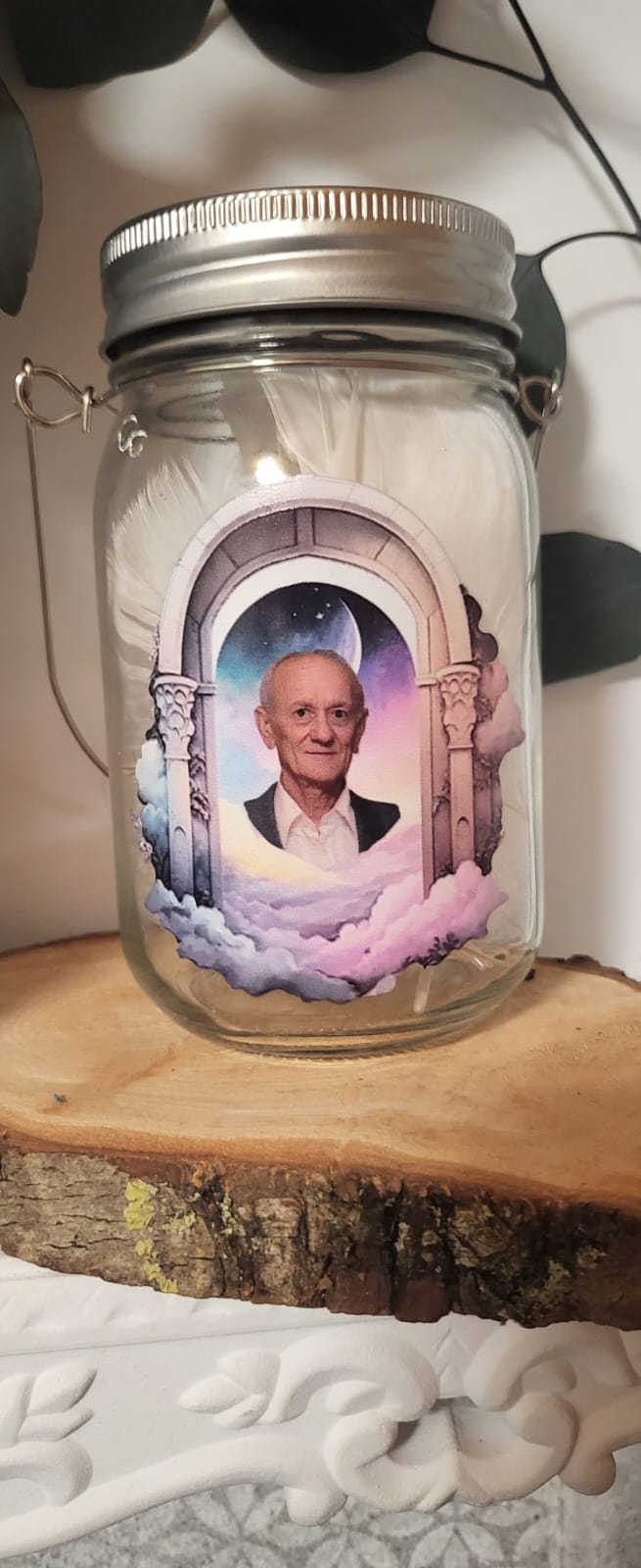Personalisierte Solar-Grablampe mit Bild, Wunschmotiv und Wunschtext UV-Druck