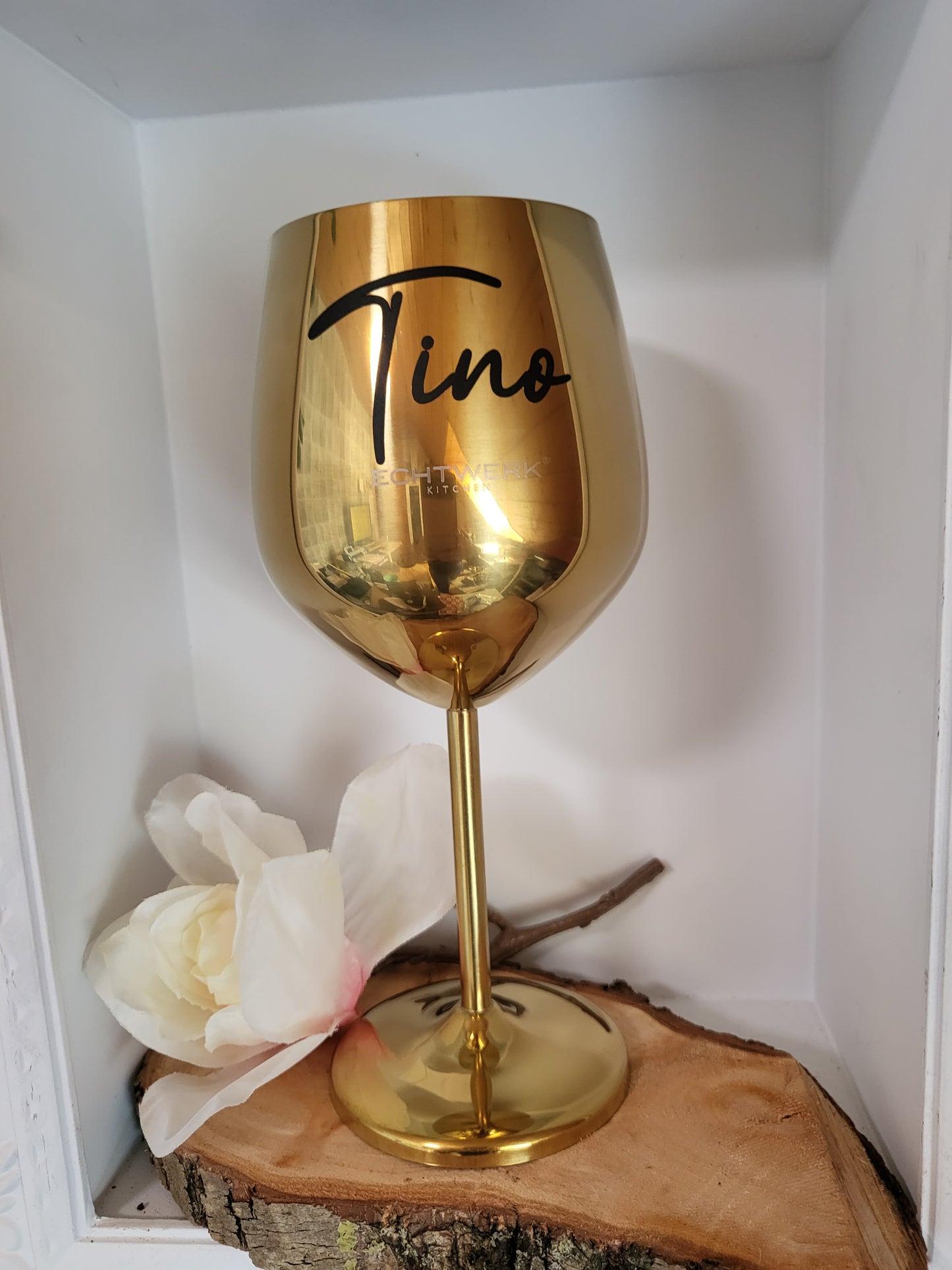 Personalisiertes Edelstahlweinglas gold 475ml
