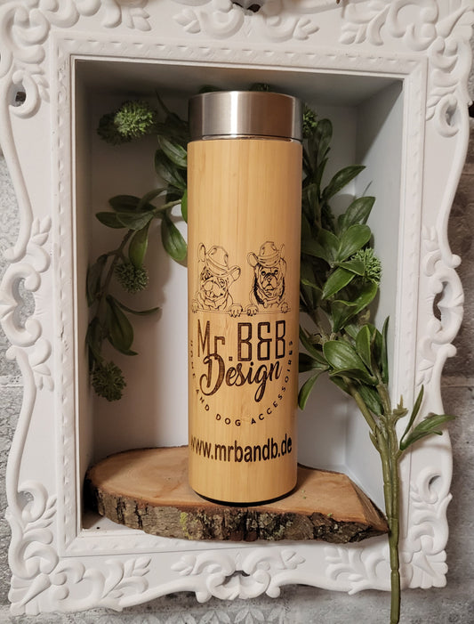 Bio-Bambus Thermoskanne personalisiert mit Namen, Motiv oder Wunschtext