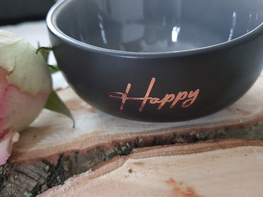 Personalisierter Hundenapf / Katzennapf aus Steingut schwarz/grau