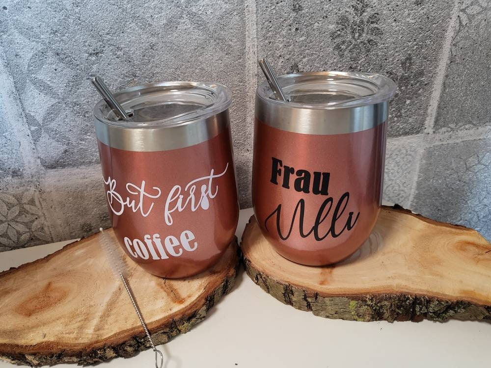 Personalisierter Edelstahl Kaffebecher, Weinbecher und Thermobecher in rosegold