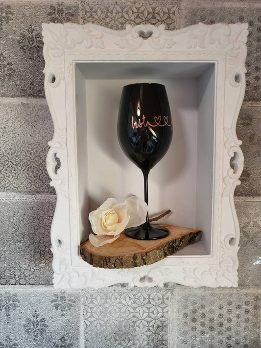 Weinglas, Weinkelch in schwarz Kristall, personalisiert, beplottet oder gelasert mit Wunschtext