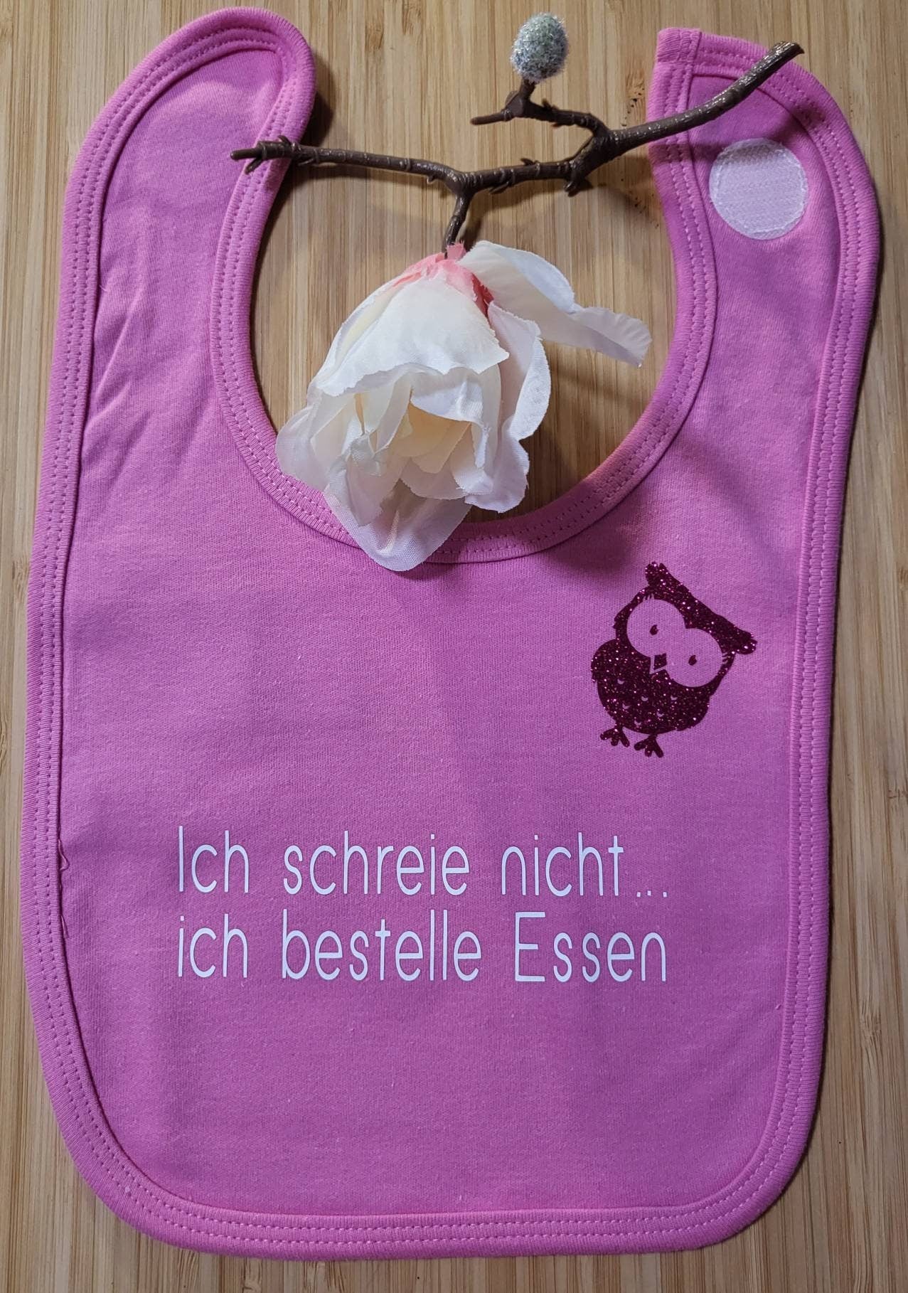 Baby Lätzchen aus Bio-Baumwolle mit Spruch / Wunschtext personalisiert