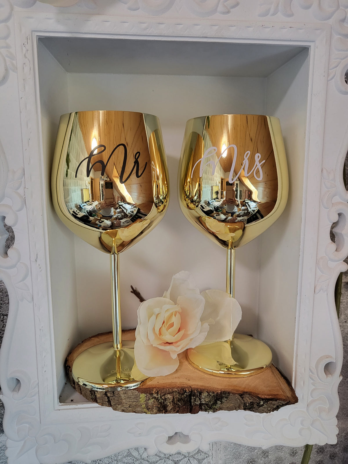 Edelstahl-Weinglas personalisiert gold 475ml