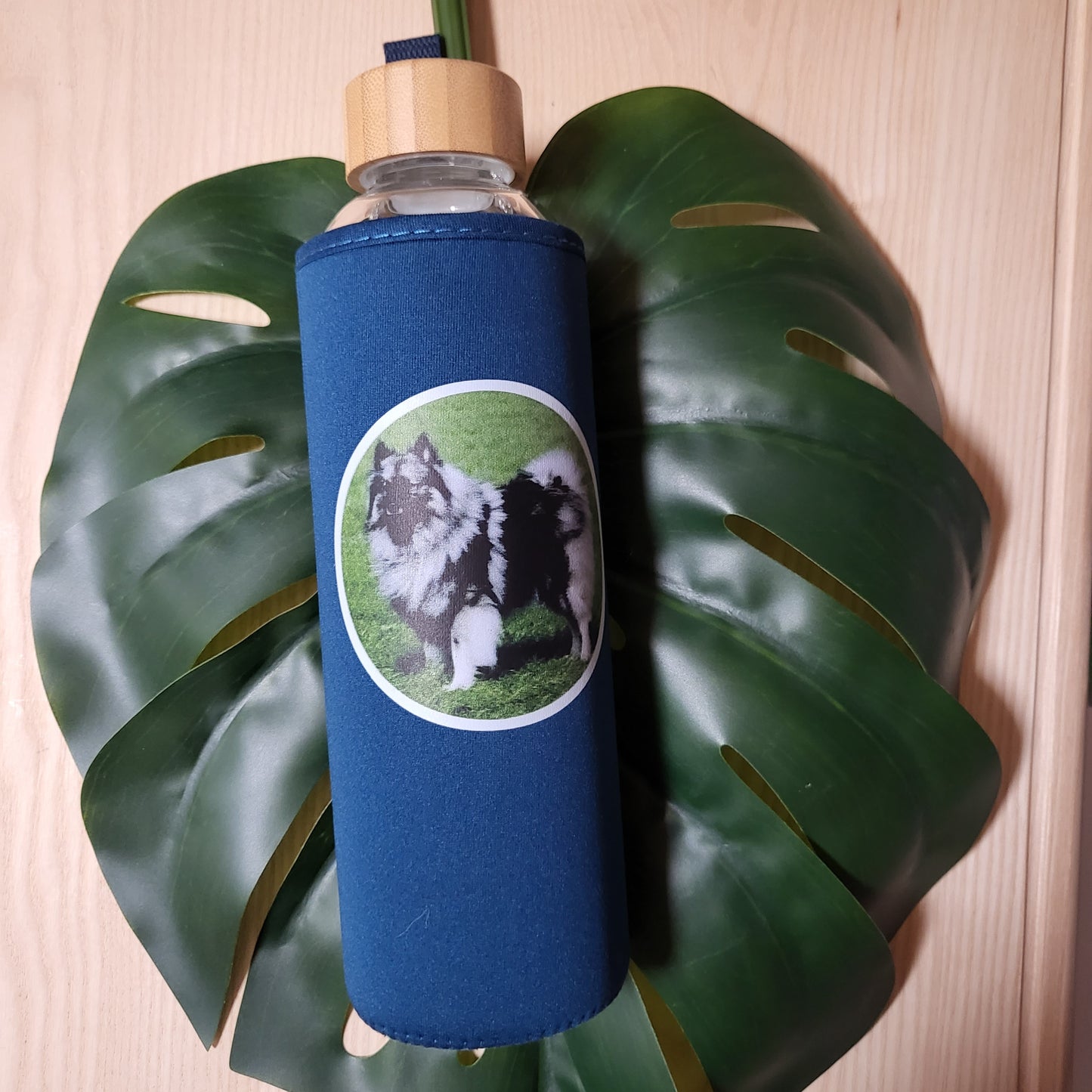 UV-Druck!!! Trinkflasche aus Glas mit Bambusdeckel und Neoprenhülle 750ml personalisiert mit Namen, Wunschtext, Wunschmotiv