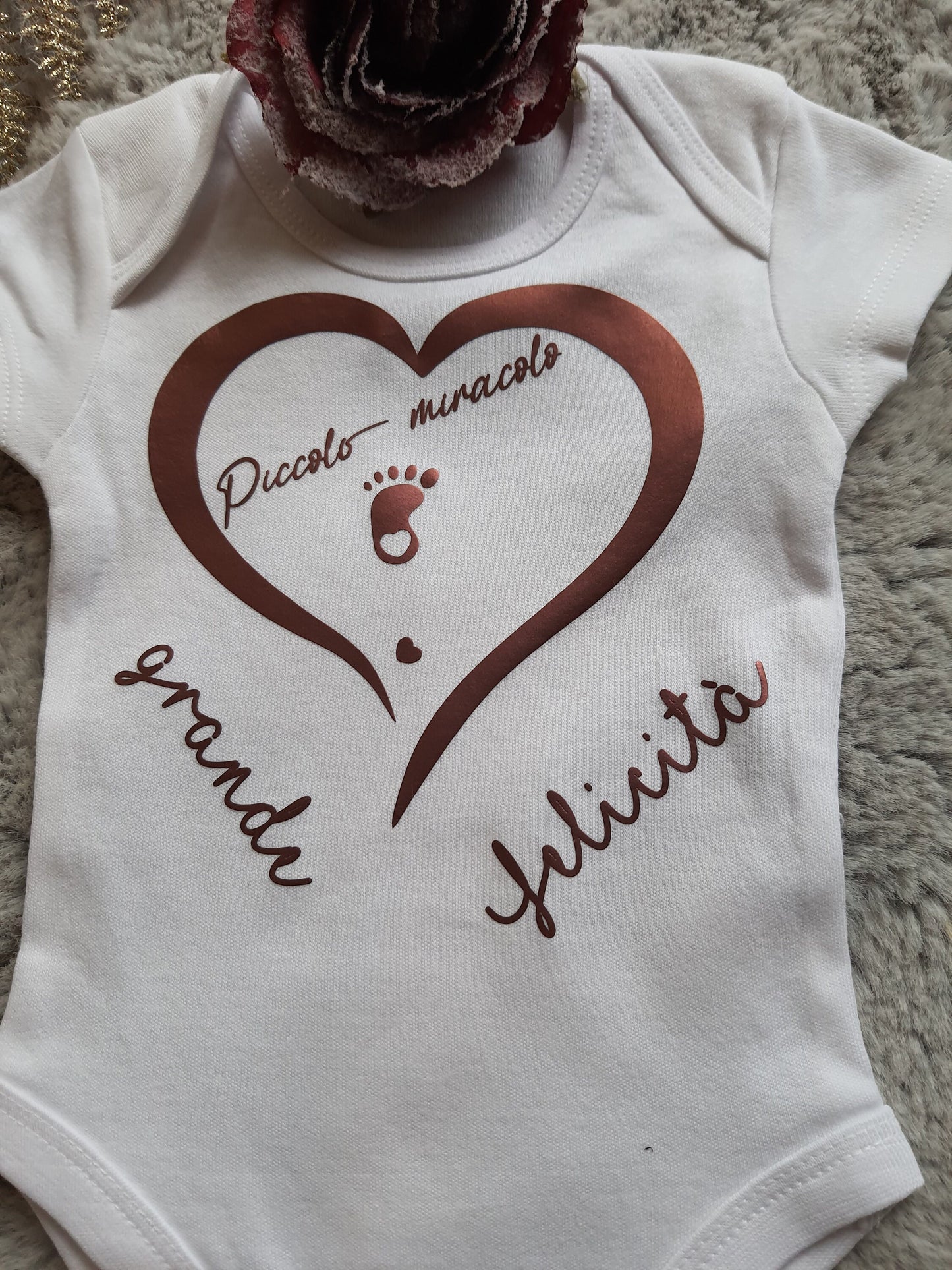 Baby Body Bio-Baumwolle, weiss Langarm und Kurzarm mit Spuch/Wunschtext